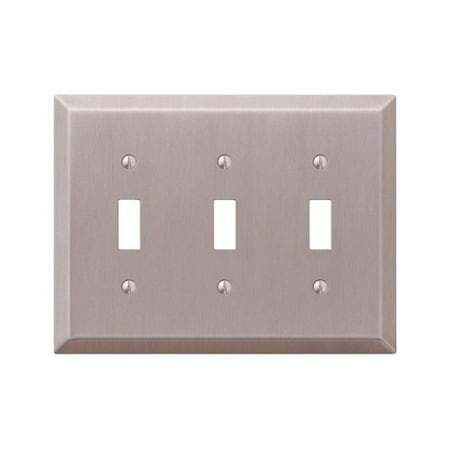 Amerelle Wall Plate, Number of Gangs: 3 Steel, Steel, Brushed Nickel Finish, Gray 3501475